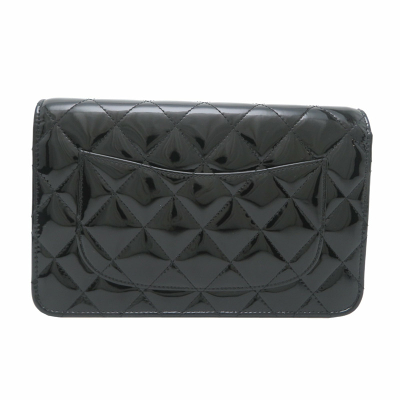 香奈兒 2.55 鏈條錢包女士單肩包,漆皮小牛皮,黑色-1