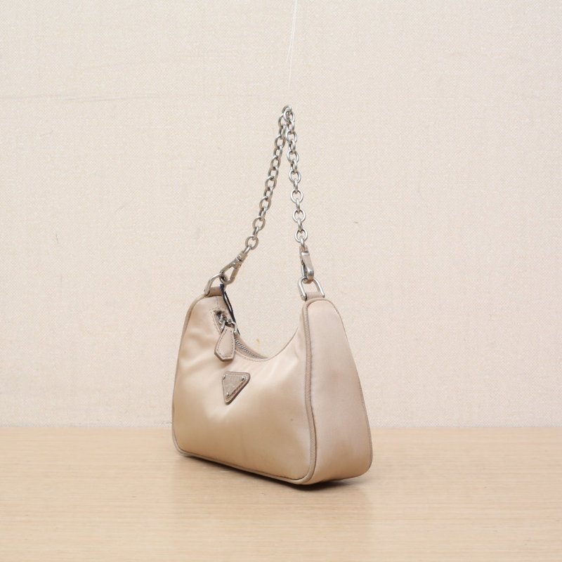 PRADA 粉色尼龍Re-Edition2005Hobo15超MINI肩背包-4