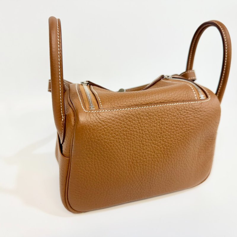 HERMES 37 Gold 棕色銀扣 EPSOM皮MINI LINDY-4