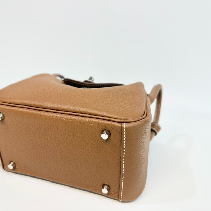 HERMES 37 Gold 棕色銀扣 EPSOM皮MINI LINDY-8
