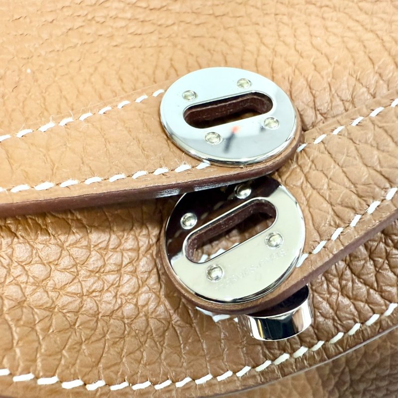 HERMES 37 Gold 棕色銀扣 EPSOM皮MINI LINDY-15