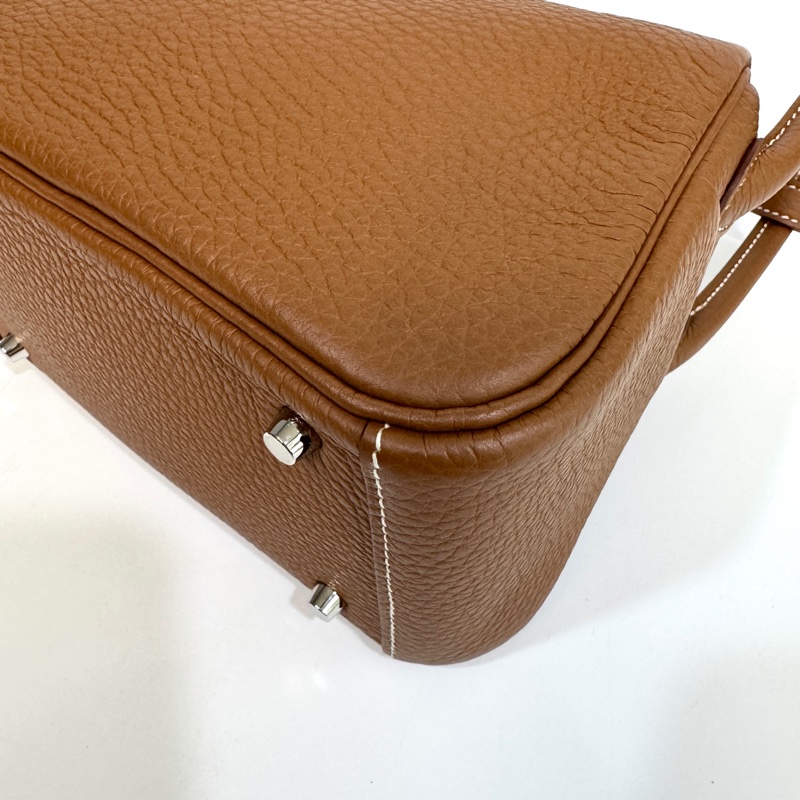 愛馬仕HERMES 37 Gold 棕色銀釦T/C皮MINI LINDY-10