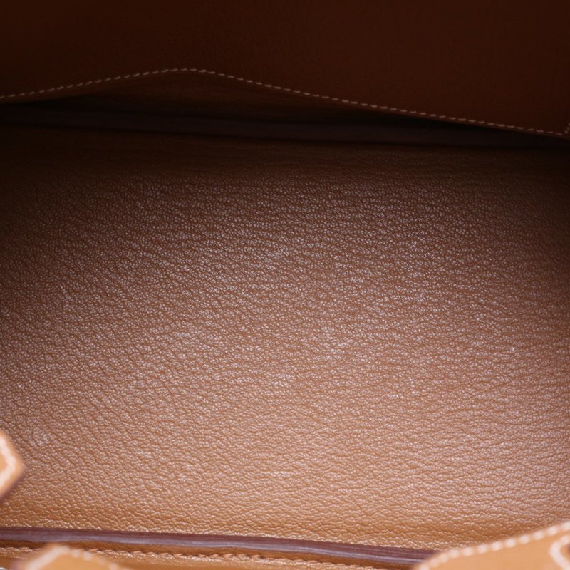 HERMES Birkin2537金棕色Togo皮B刻金扣肩背包-2