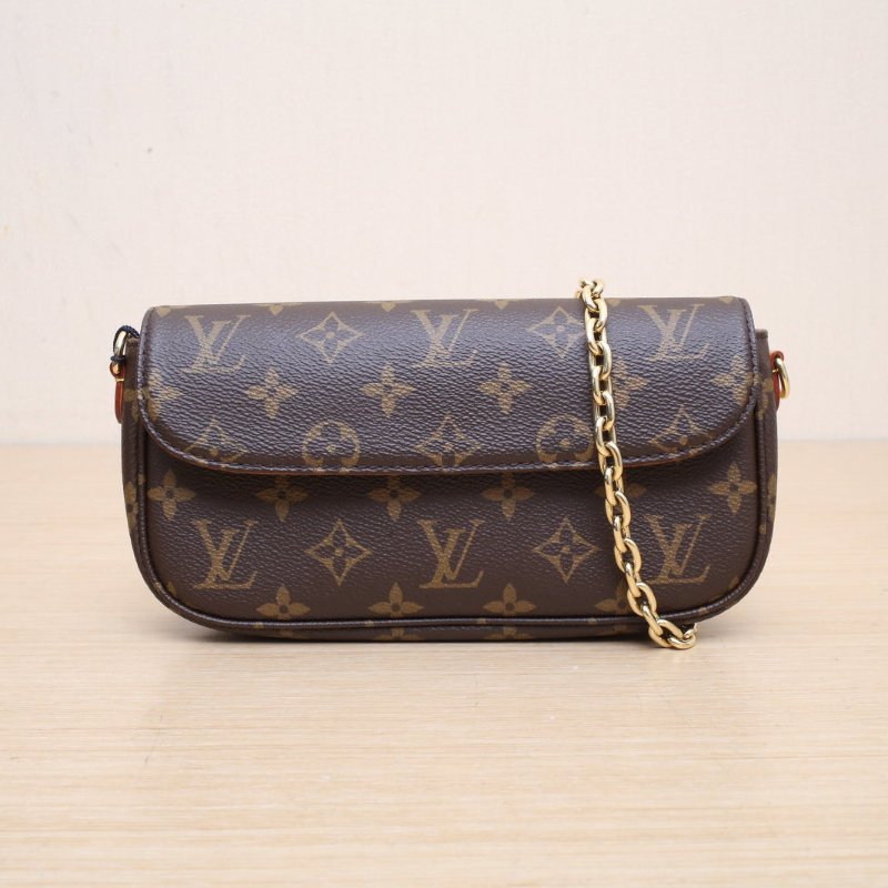LOUIS VUITTON IVY鏈條腋下包老花PVC金扣晶片肩背包-1
