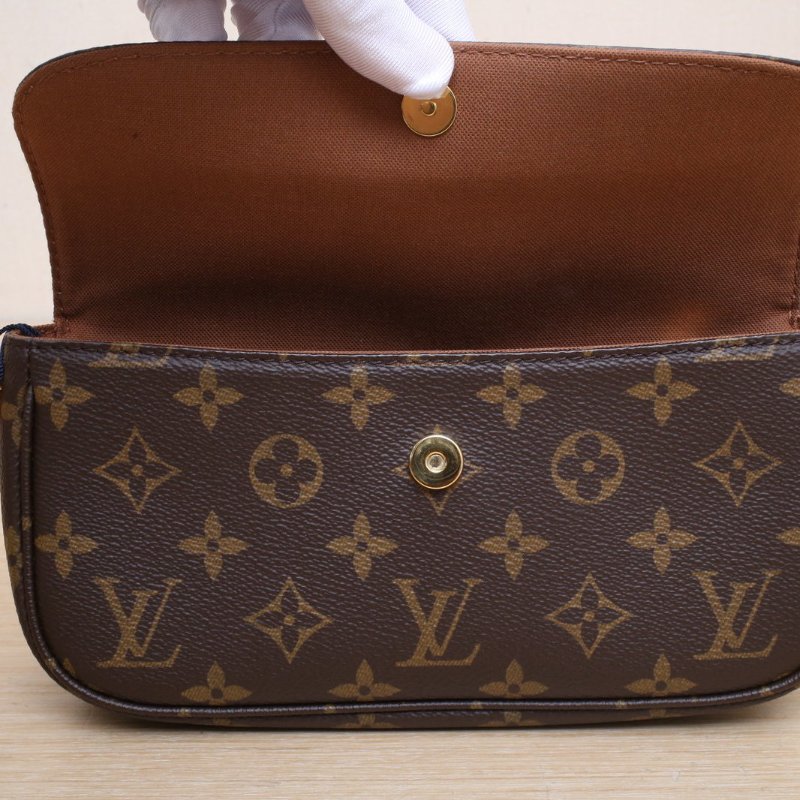 LOUIS VUITTON IVY鏈條腋下包老花PVC金扣晶片肩背包-3