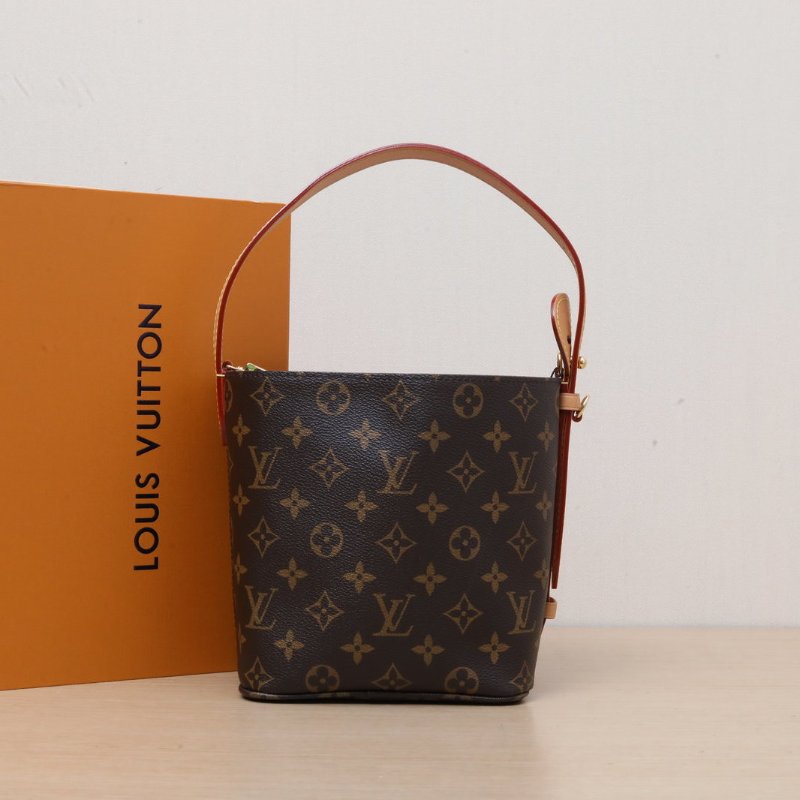 LOUIS VUITTON ALLINBB小號印花手袋Monogram塗層帆布老花PVC金扣晶片小號印花肩背包-0