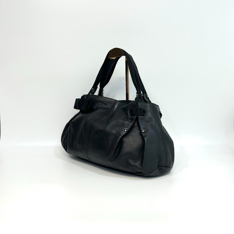 Salvatore Ferragamo黑色牛皮寬手把雙耳手提肩背包-2