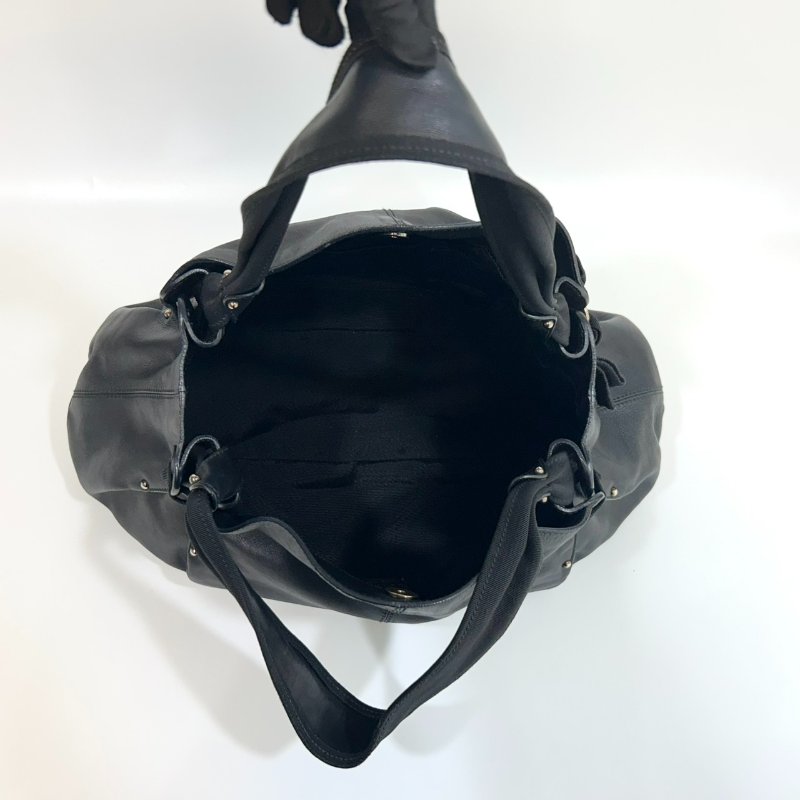 Salvatore Ferragamo黑色牛皮寬手把雙耳手提肩背包-5