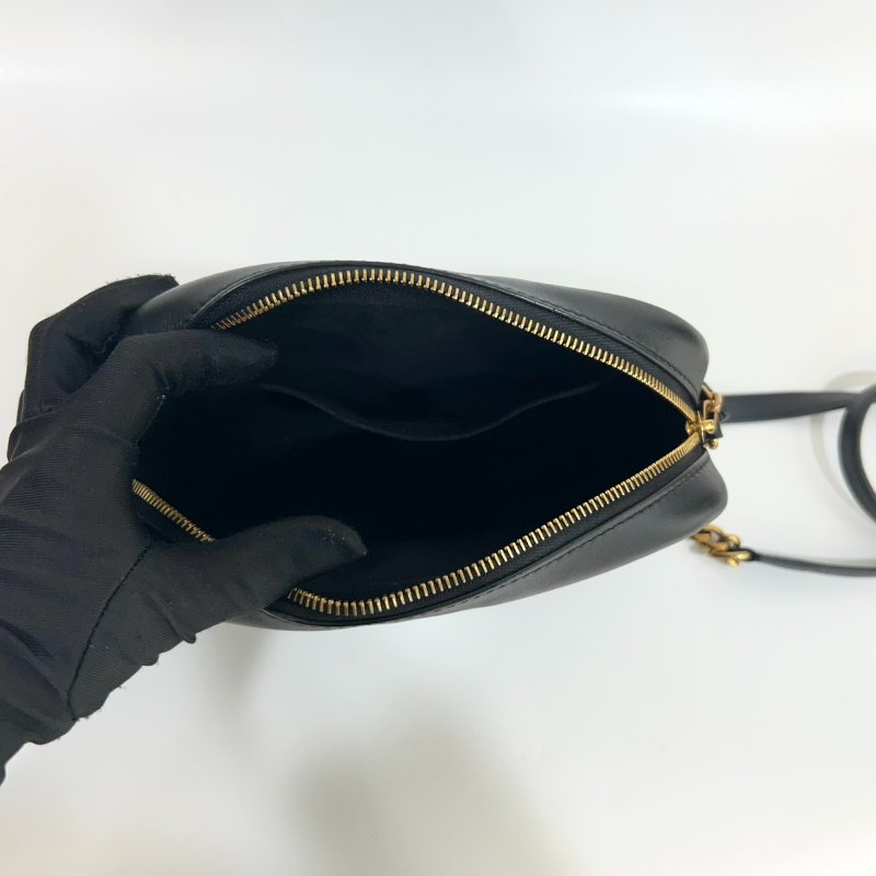 LV黑金牛皮縫線彩色皮標拉鍊相機包M53682-5