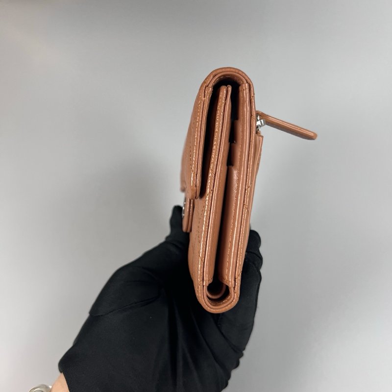 CHANEL CF三折短夾 荔枝焦糖銀 晶片款-2