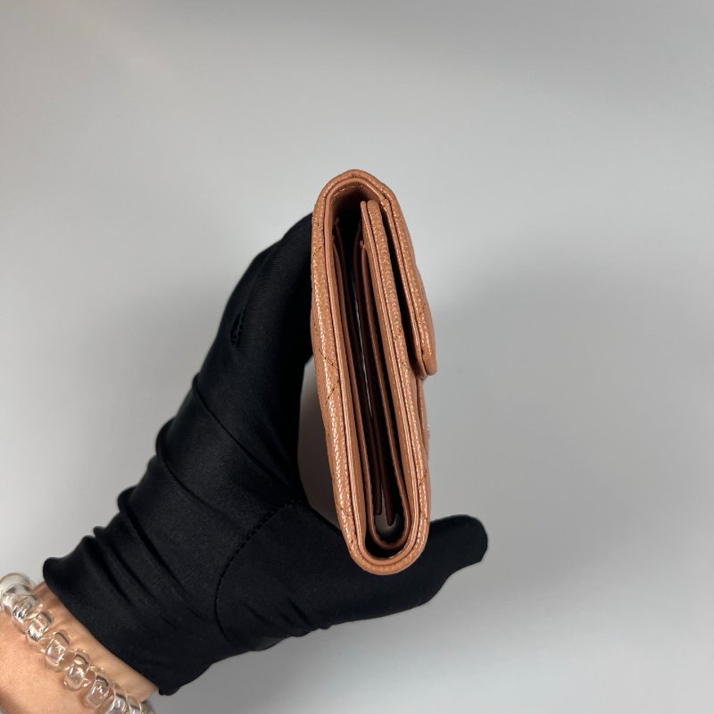 CHANEL CF三折短夾 荔枝焦糖銀 晶片款-3