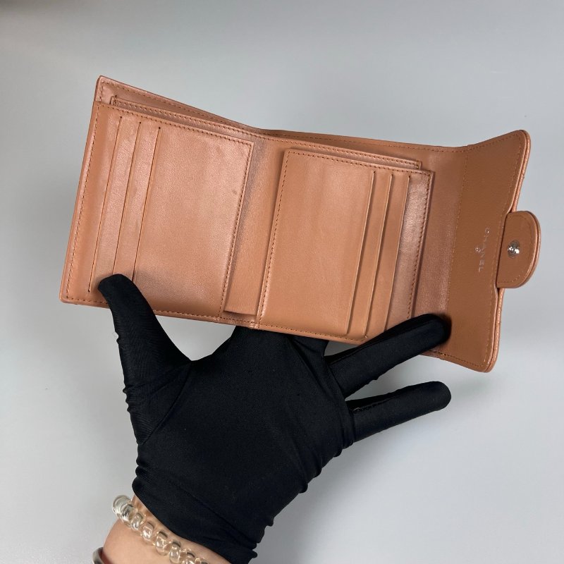 CHANEL CF三折短夾 荔枝焦糖銀 晶片款-4