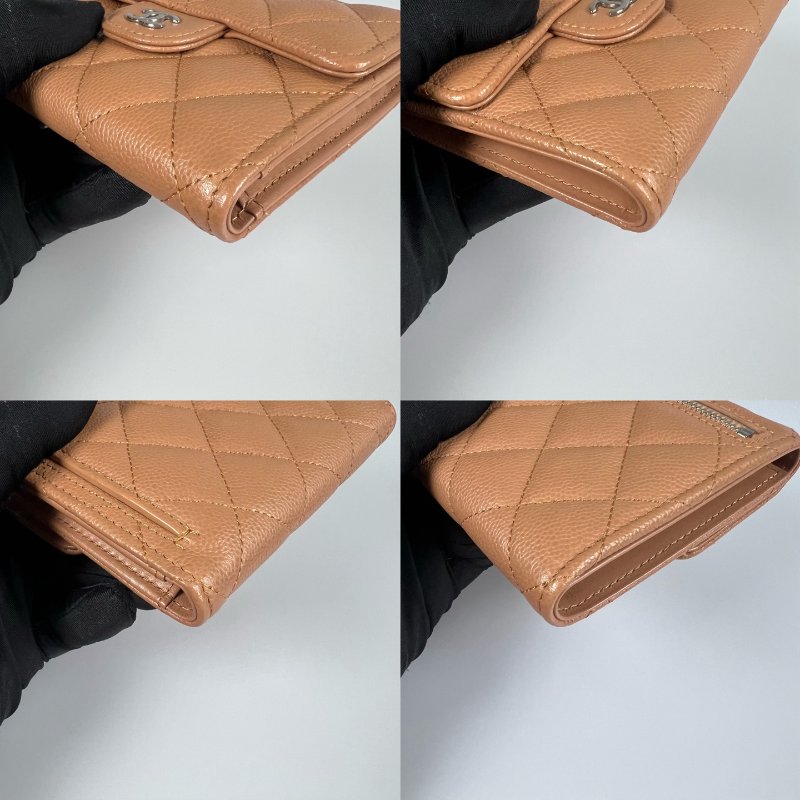 CHANEL CF三折短夾 荔枝焦糖銀 晶片款-8