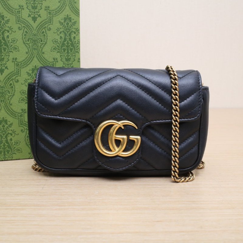 GUCCI GGMarmont肩背包超Mini16.5黑色牛皮金扣肩背包-0