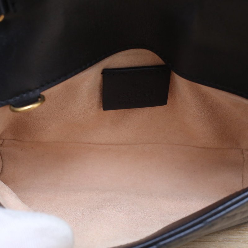 GUCCI GGMarmont肩背包超Mini16.5黑色牛皮金扣肩背包-3