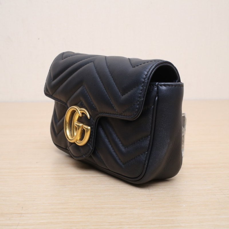 GUCCI GGMarmont肩背包超Mini16.5黑色牛皮金扣肩背包-4