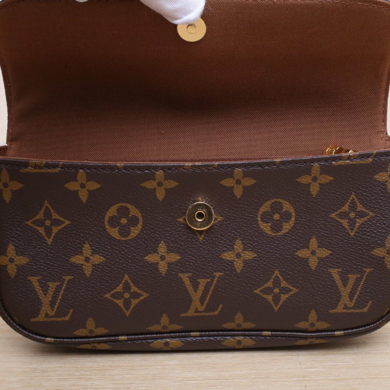 LOUIS VUITTON IVY鏈條腋下包老花PVC金扣晶片肩背包-3