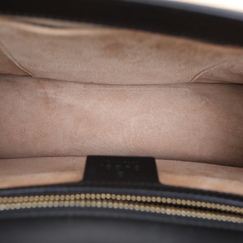 GUCCI Sylvie塞爾維亞絲帶包小號25.5黑色牛皮金扣肩背包-3