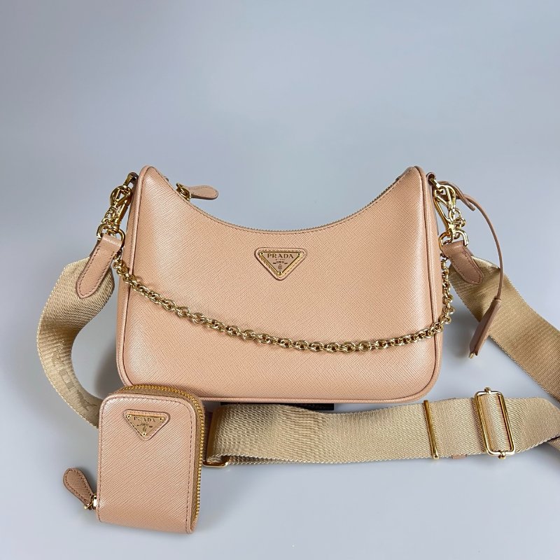 PRADA 奶茶皮革三合一包-0