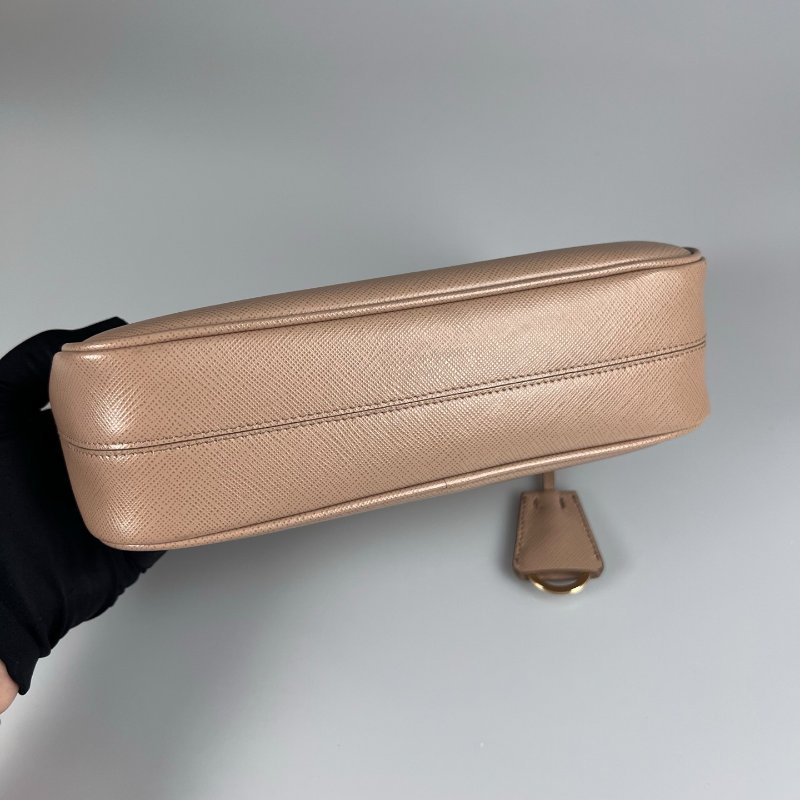 PRADA 奶茶皮革三合一包-4