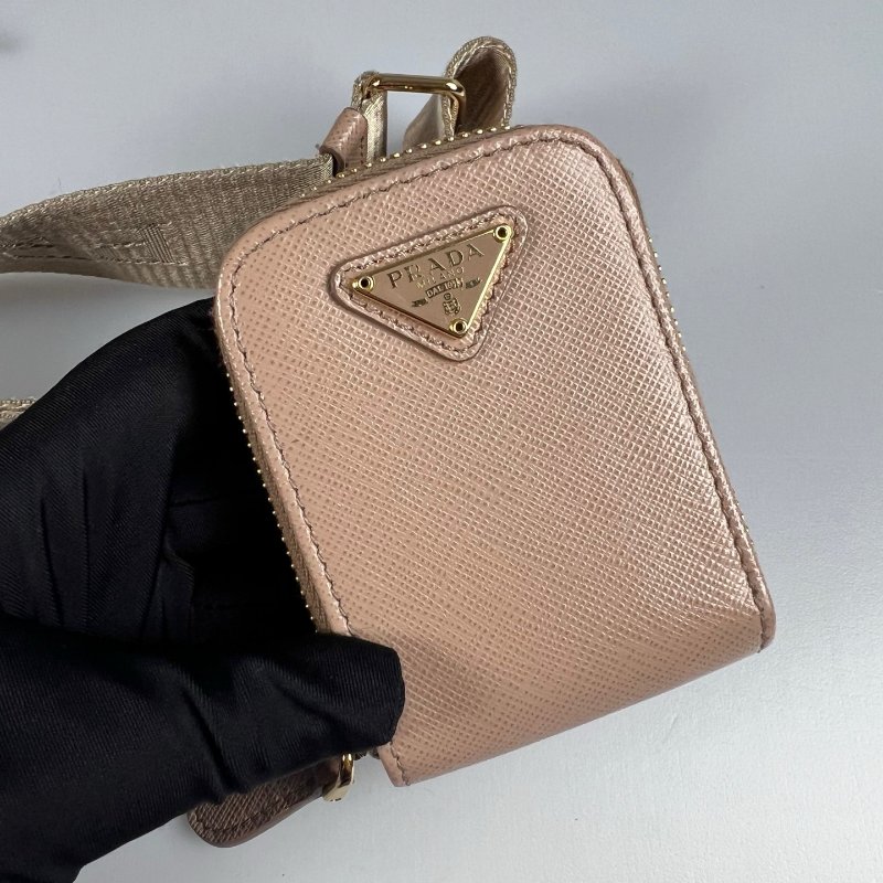 PRADA 奶茶皮革三合一包-8