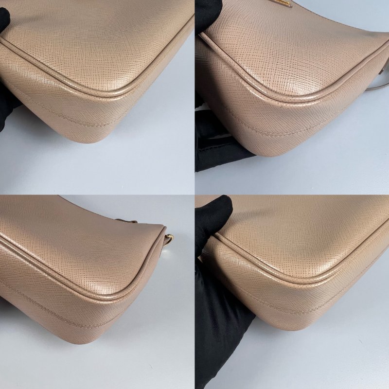 PRADA 奶茶皮革三合一包-11