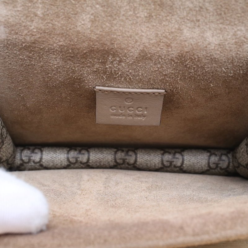 GUCCI Dionysus酒神高版小號20老花帆布銀扣肩背包-3