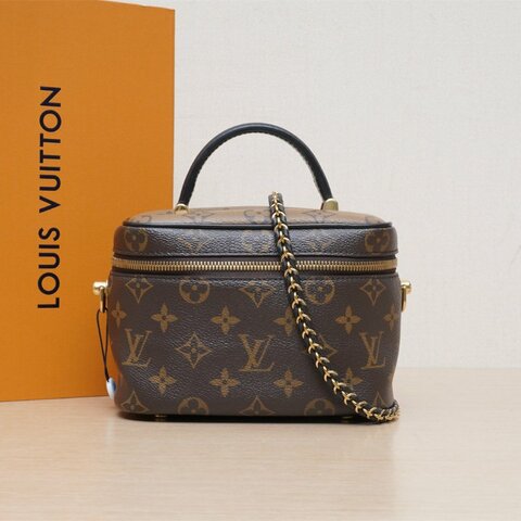 LOUIS VUITTON Vanity化妝包小號19老花PVC金扣2020肩背包