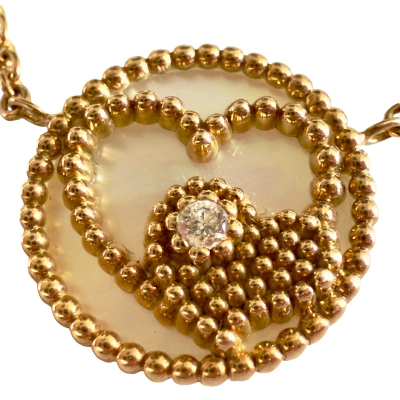 DIOR Rose des Vents 限定愛心🩷 18K金 鑽石 貝母 頸鏈-4