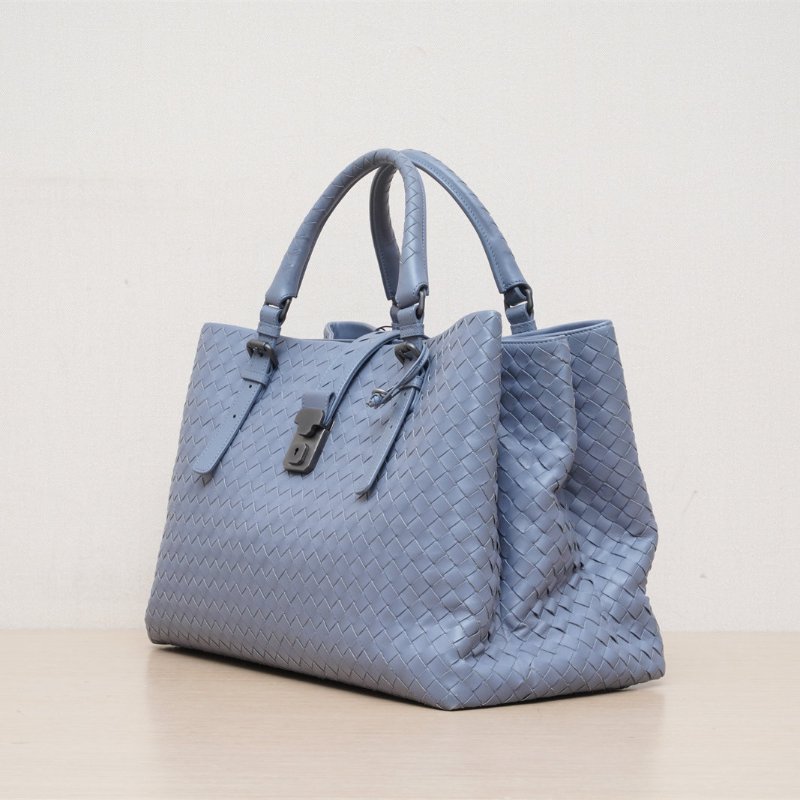 BOTTEGA VENETA ROMA羅馬包中號38藍色牛皮鎢鋼扣肩背包-3