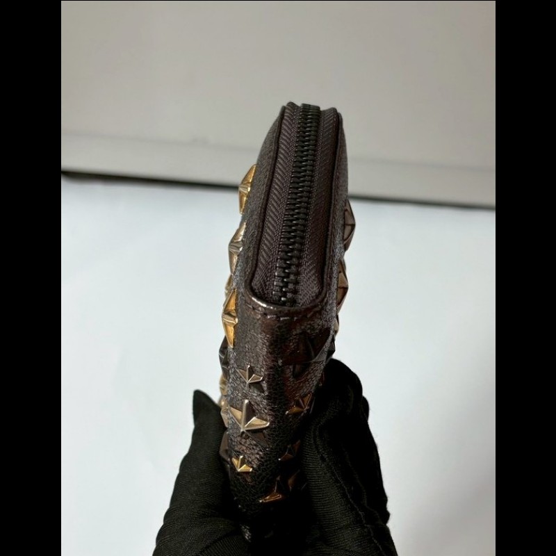 Jimmy Choo 銀色皮革星星鉚釘拉鍊長夾-9