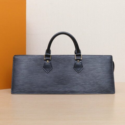 LOUIS VUITTON 黑色EPI水波紋牛皮1995中古水波紋三角手提包肩背包