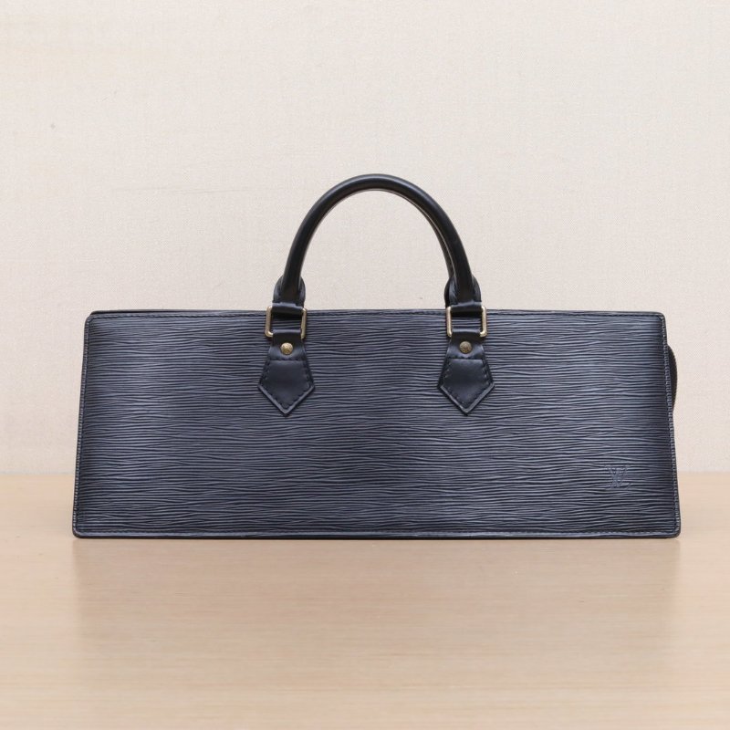 LOUIS VUITTON 黑色EPI水波紋牛皮1995中古水波紋三角手提包肩背包-1