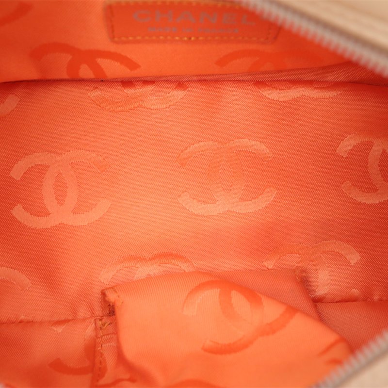CHANEL 橘色牛皮10開銀扣中古康鵬枕頭包mini單肩包肩背包-2