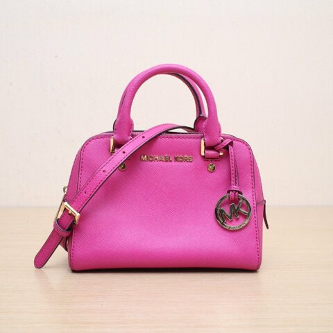 MICHAEL KORS 紫色牛皮經典貝殼包枕頭包肩背包