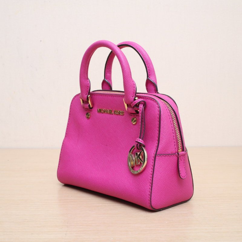 MICHAEL KORS 紫色牛皮經典貝殼包枕頭包肩背包-4