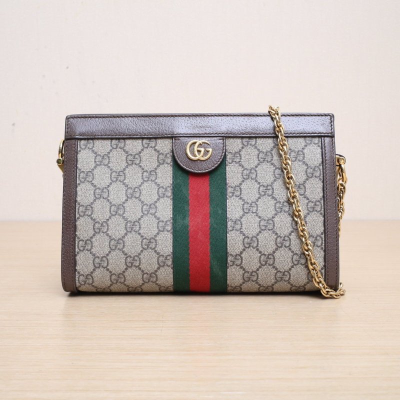 GUCCI Ophidia夾子包小號26老花PVC金扣肩背包-1