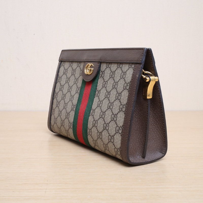 GUCCI Ophidia夾子包小號26老花PVC金扣肩背包-2