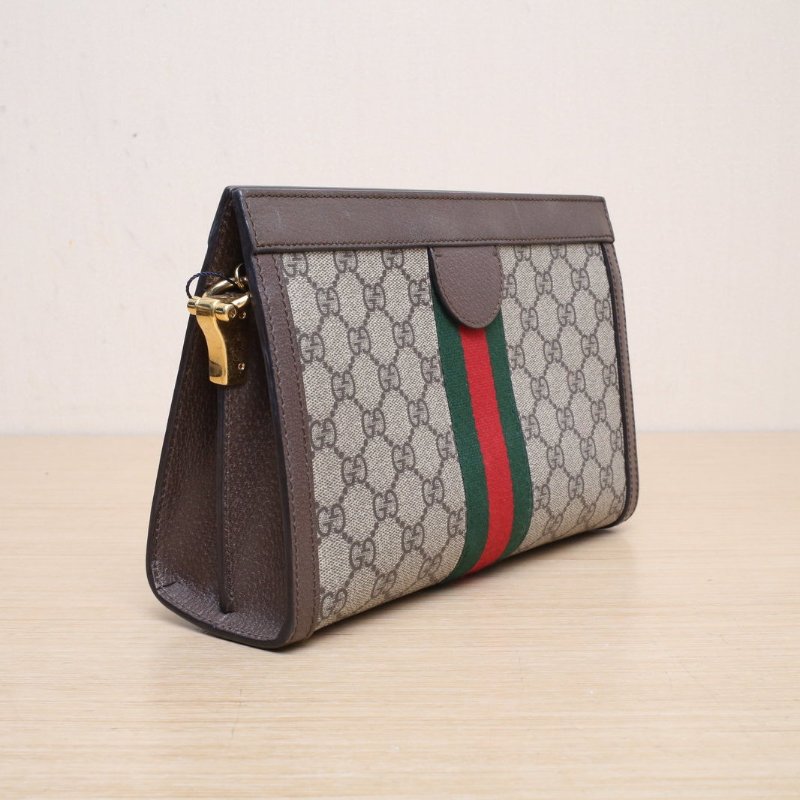 GUCCI Ophidia夾子包小號26老花PVC金扣肩背包-4