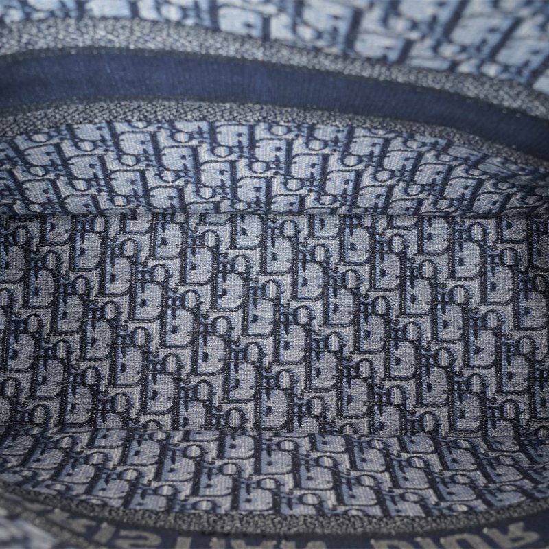 DIOR BookTote大號42藍色帆布無2021Oblique印花字母刺繡肩背包-2