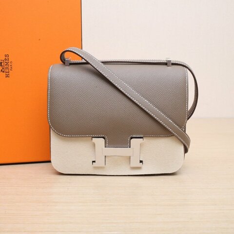HERMES Constance康康19帶鏡子新版18大象灰Epsom皮K2025銀扣肩背包