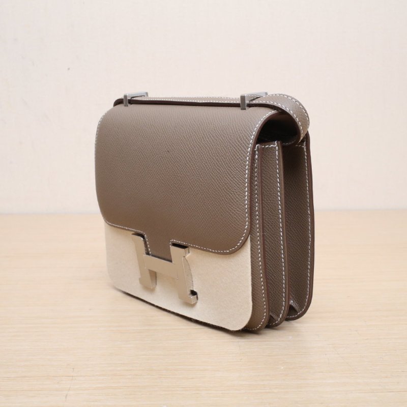 HERMES Constance康康19帶鏡子新版18大象灰Epsom皮K2025銀扣肩背包-4