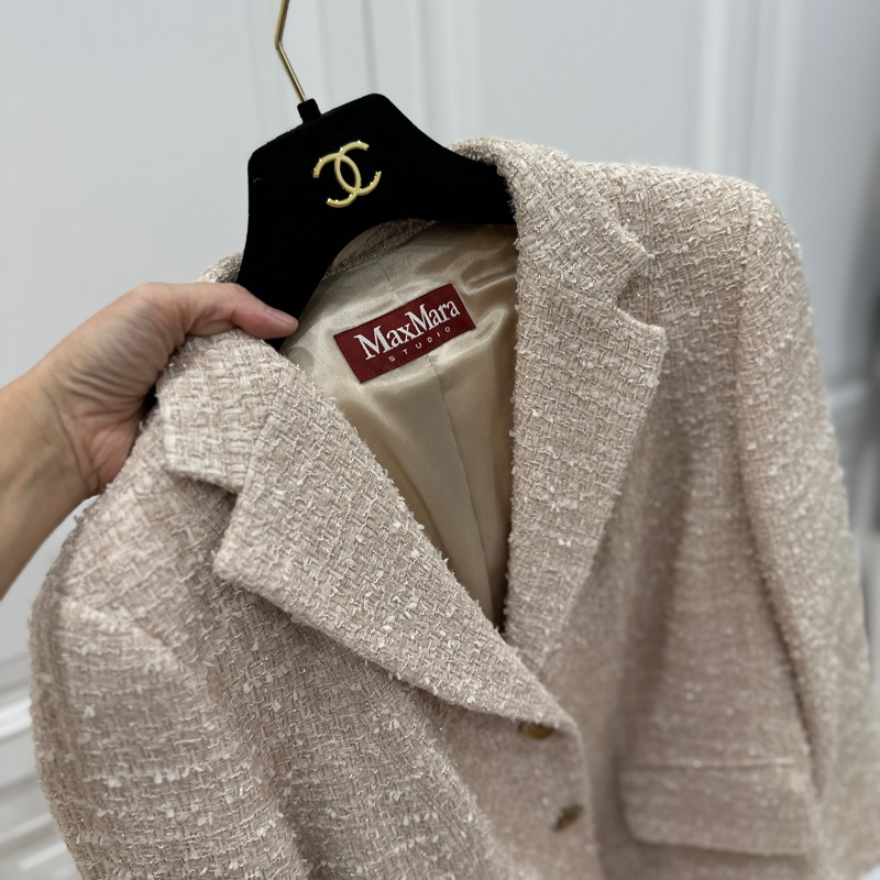 MAXMARA 卡其 毛呢 短大衣 西裝外套 套裝 西外 外套 裙裝 裙子-3