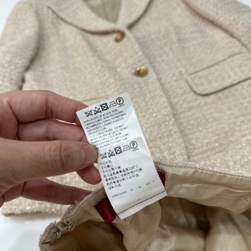 MAXMARA 卡其 毛呢 短大衣 西裝外套 套裝 西外 外套 裙裝 裙子-20