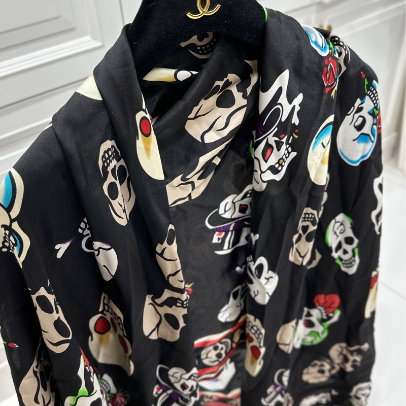 ALEXANDER MCQUEEN 骷髏頭 平口上衣 絲巾 圍巾 披巾 披肩-6