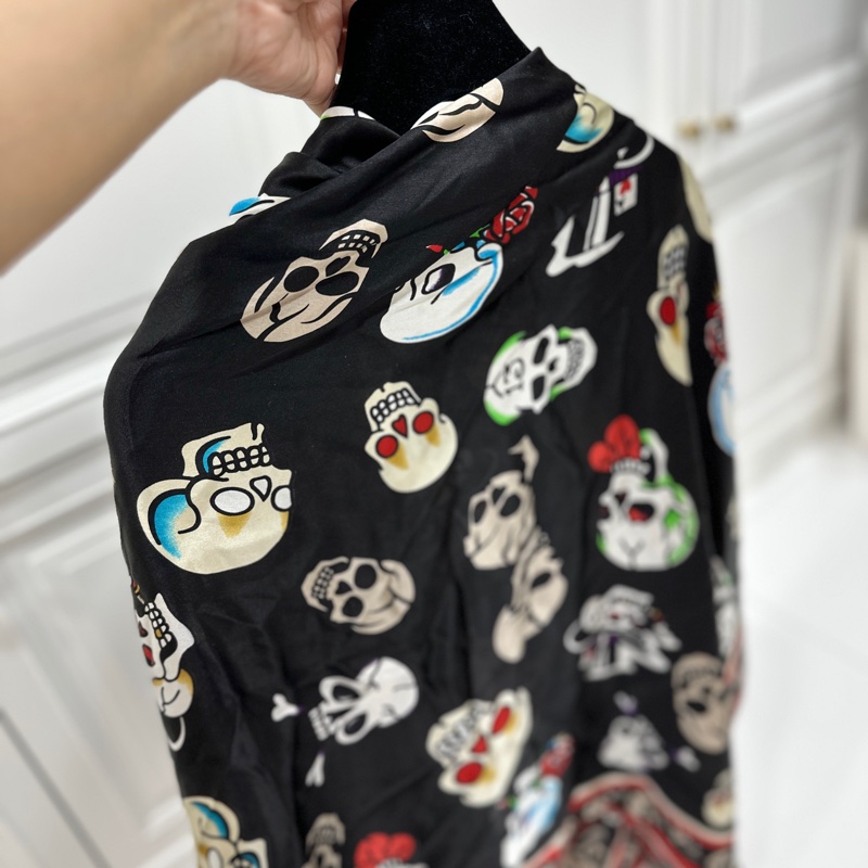 ALEXANDER MCQUEEN 骷髏頭 平口上衣 絲巾 圍巾 披巾 披肩-7