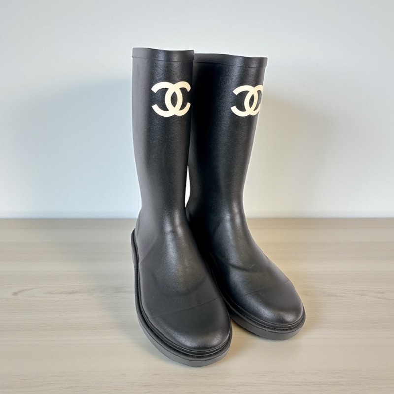 莉亞精品♡Chanel 經典雨靴 尺碼39 全新閒置-0