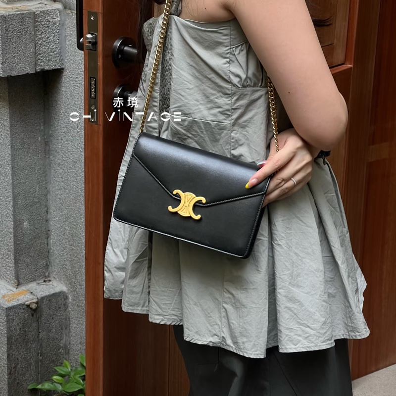 莉亞精品♡ Celine 黑金woc鏈條包 全新閒置品-1