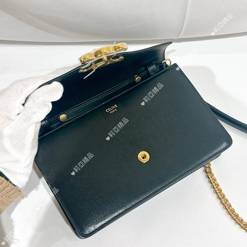 莉亞精品♡ Celine 黑金woc鏈條包 全新閒置品-13