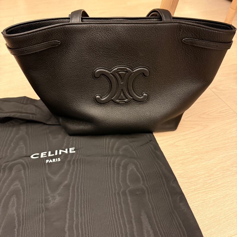 👜 CELINE Cabas Triomphe Large 粒面牛皮托特（黑色）｜官方尺寸 54×29.5×15cm｜附原廠防塵袋-5